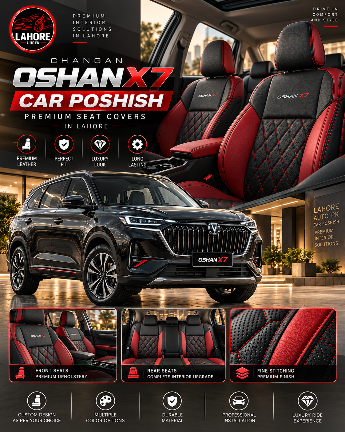 Changan Oshan X7 Car Poshish in Lahore – Luxury SUV Leather Seat Covers & Interior Upgrade
